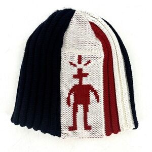 Smartwool Beanie Hat Kids Boys Sz OS Blue Red White Knitted Ribbed Stretch‎